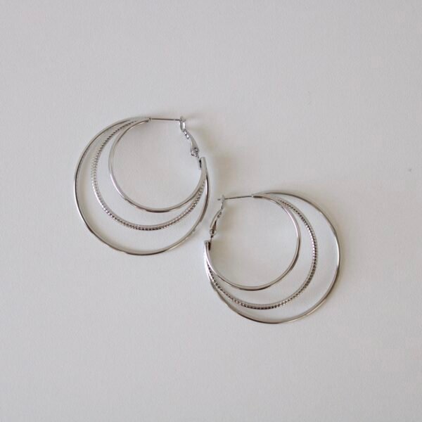 3 laagse oorbellen zilver