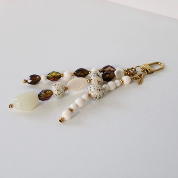 Sleutelhanger kralen beige