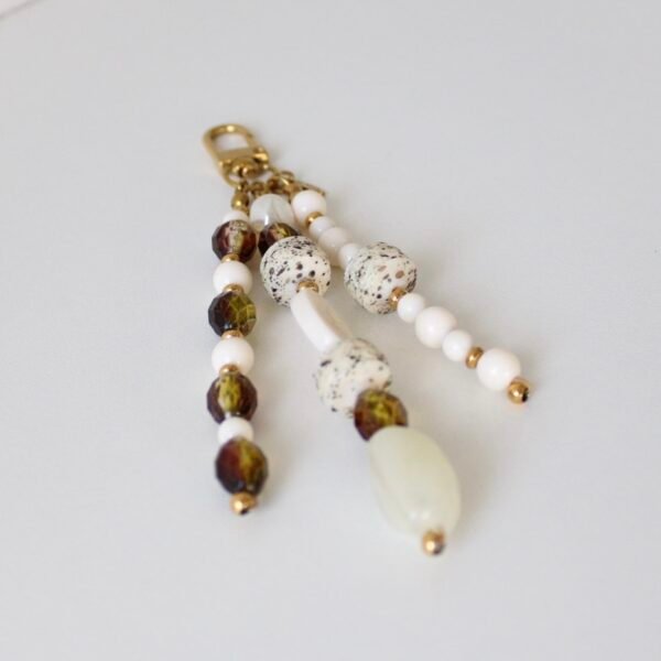 Sleutelhanger kralen beige