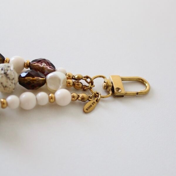 Sleutelhanger kralen beige