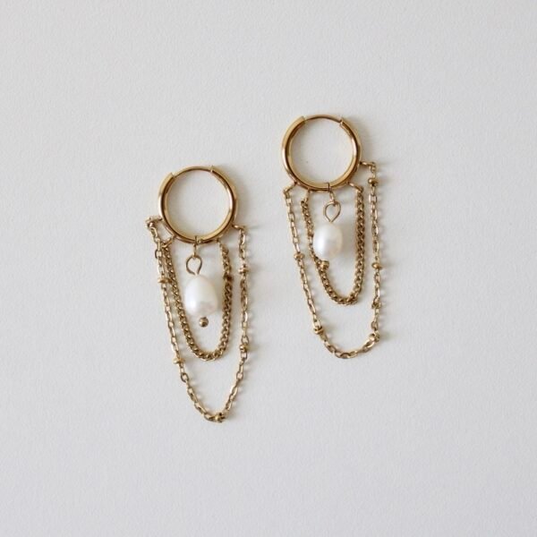 Oorbellen ketting met parel