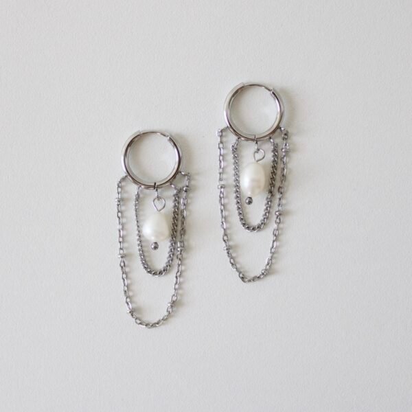 Oorbellen ketting met parel