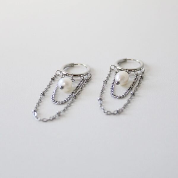 Oorbellen ketting met parel