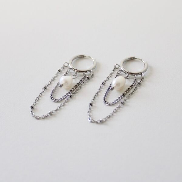 Oorbellen ketting met parel