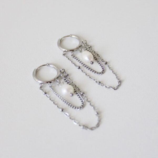 Oorbellen ketting met parel