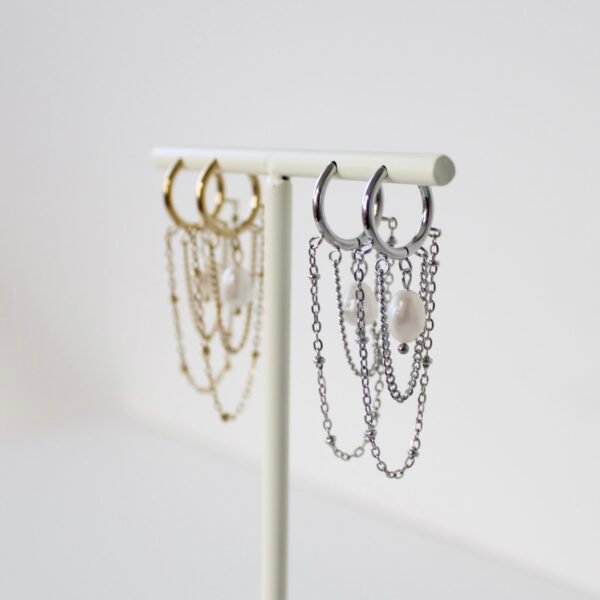 Oorbellen ketting met parel
