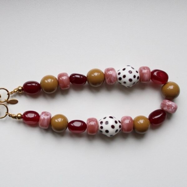 Telefoonkoord kralen - Burgundy blush